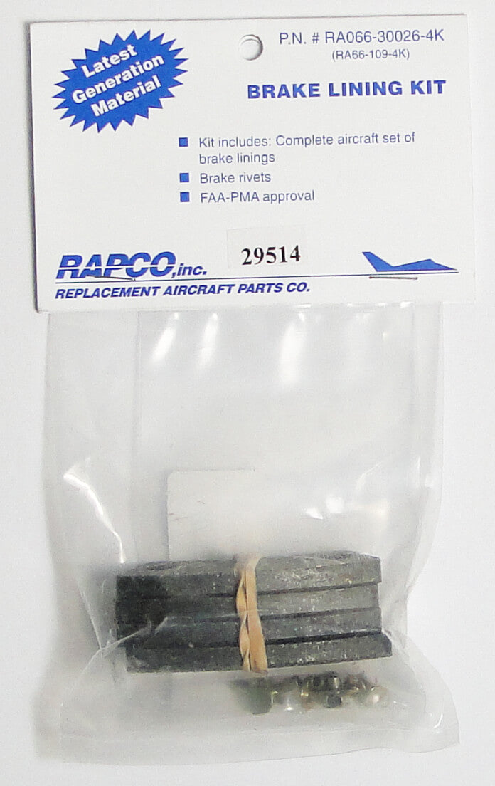 RA066-30026-4K Rapco Brake Lining 4 Pack Kit