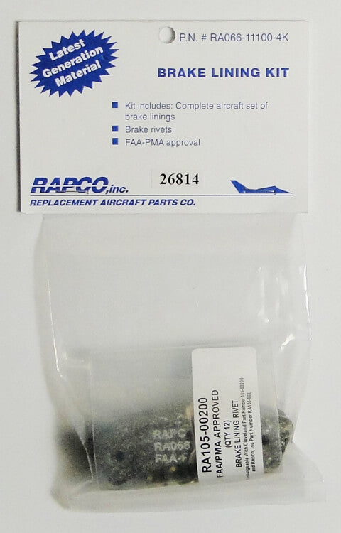 RA66-111 Rapco Brake Lining 4 Pack Kit