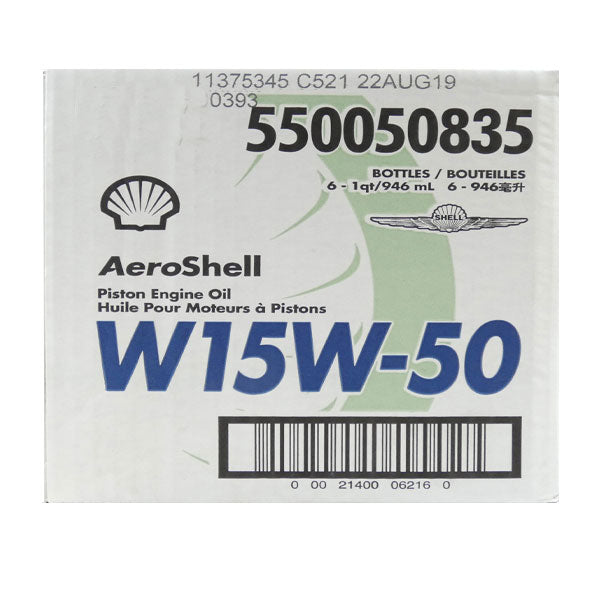 15W-50 AeroShell Oil Multi-Grade - Case Of 6 Quarts