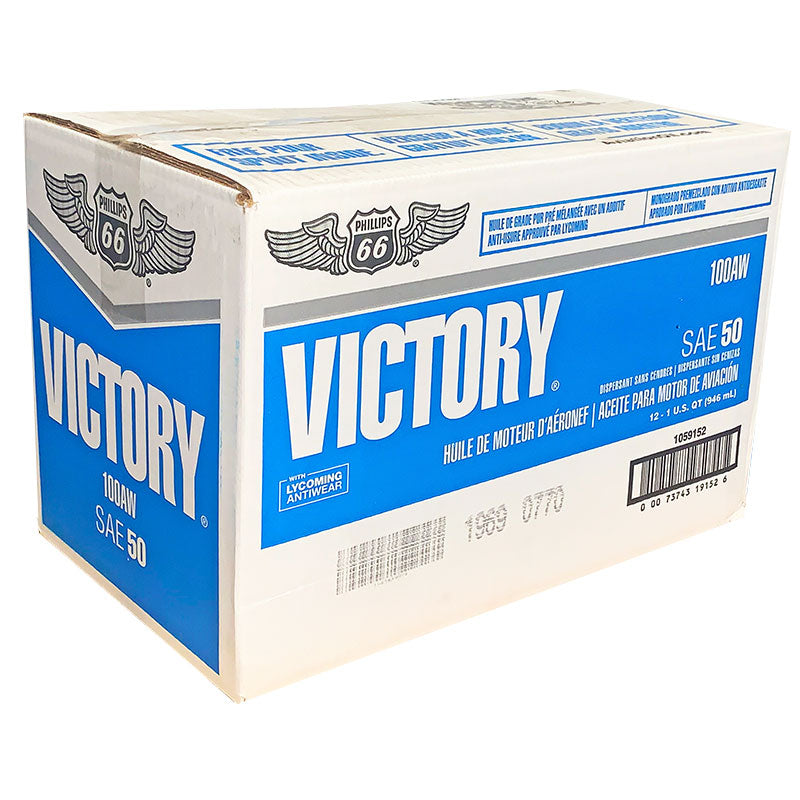 100AW Phillips 66 Oil Victory Aviation SAE 50 - Case Of 12 Quarts