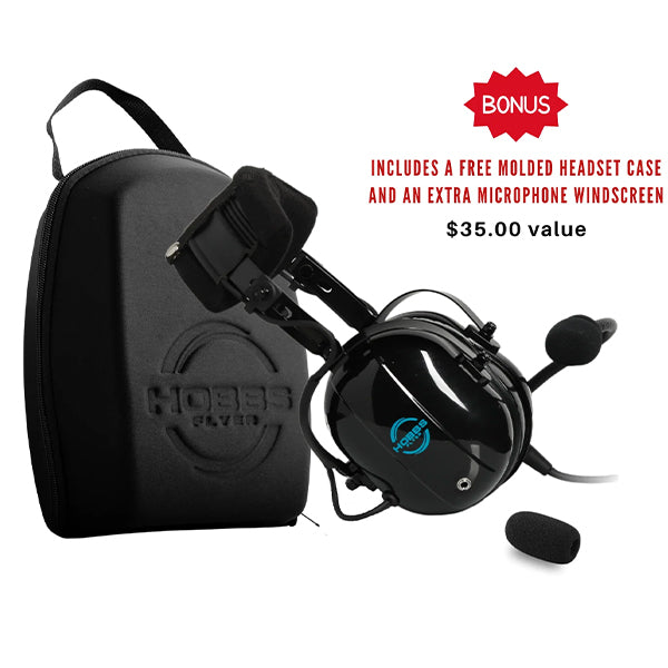 HF3977AV0061 Hobbs Flyer H1 Passive Noise Canceling (PNR) Aviation Headset With AUX Music Input