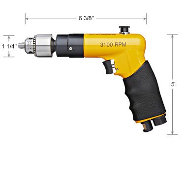60-310R Nova Compact Reversible Pistol Grip Drill With 1/4 Chuck And Key 3100 Rpm