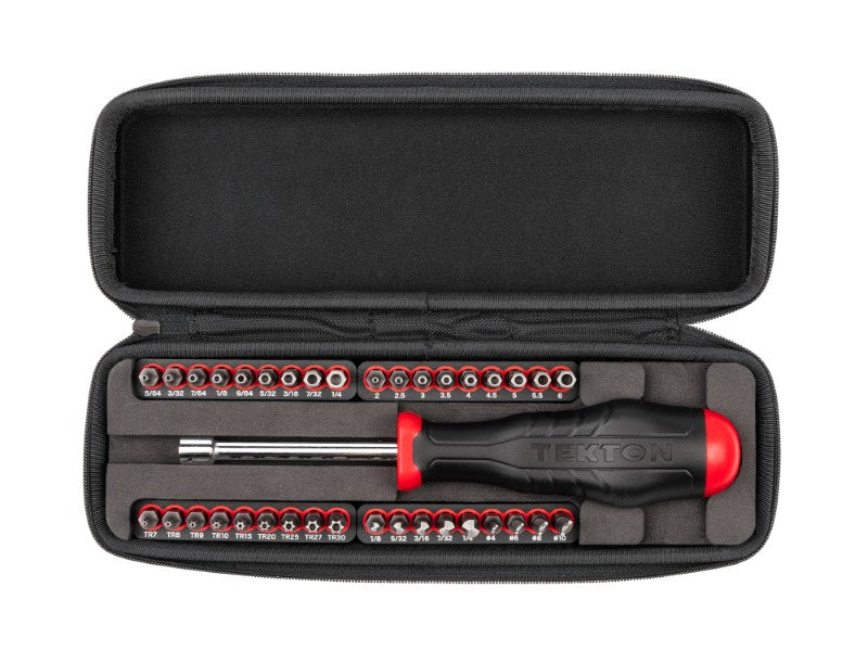 DBH93102 TEKTON - 1/4 Inch Security Bit Driver And Bit Set With Case (37-Piece)