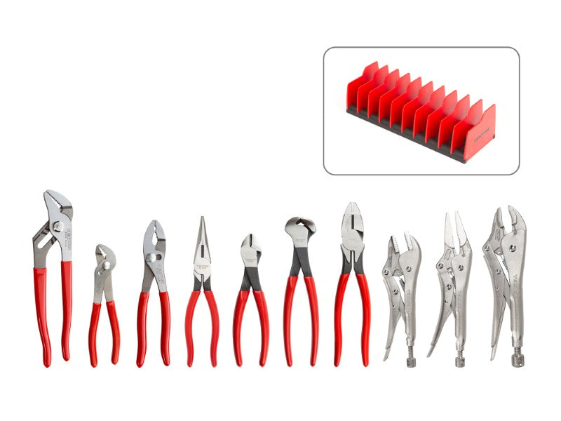 PLR99202 TEKTON - Gripping Cutting And Locking Pliers Set With Rack (10-Piece)