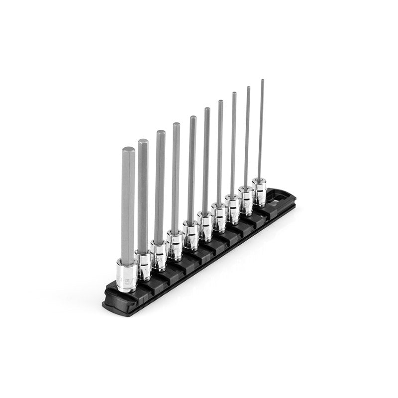 SHB90108 TEKTON - 1/4 Inch Drive Long Hex Bit Socket Set With Rail 10-Piece (5/64-5/16 In.)
