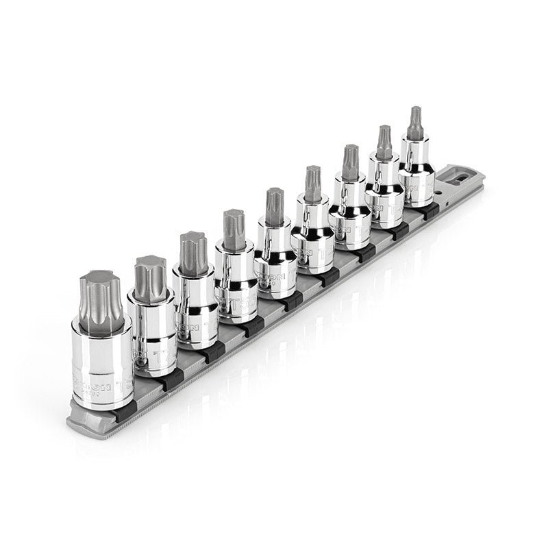 SHB92107 TEKTON - 1/2 Inch Drive Torx Bit Socket Set With Rail 9-Piece (T30-T80)