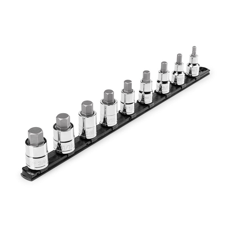SHB92109 TEKTON - 1/2 Inch Drive Hex Bit Socket Set With Rail 9-Piece (1/4-3/4 In.)