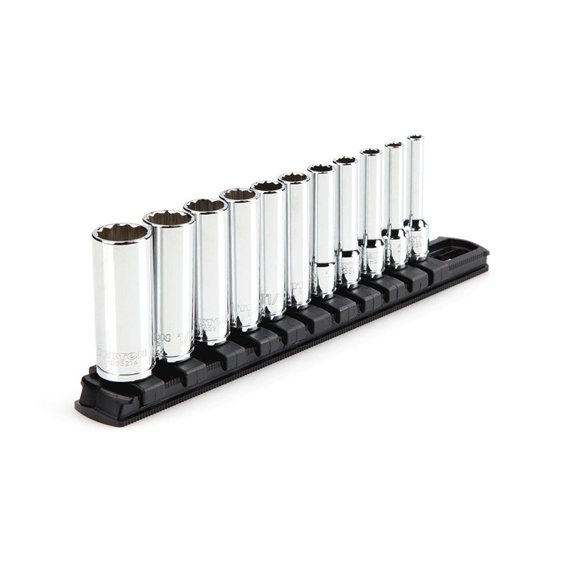 SHD90107 TEKTON - 1/4 Inch Drive Deep 12-Point Socket Set With Rail 11-Piece (5/32-9/16 In.)