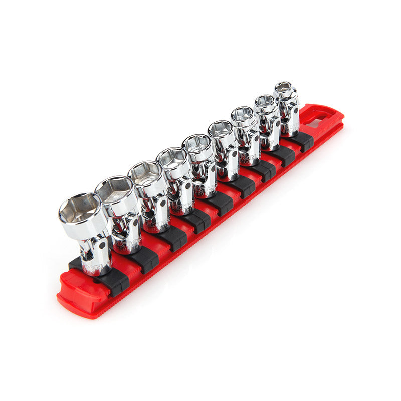 SHD90110 TEKTON - 1/4 Inch Drive 6-Point Universal Joint Socket With Rail 9-Piece (6-14 Mm)