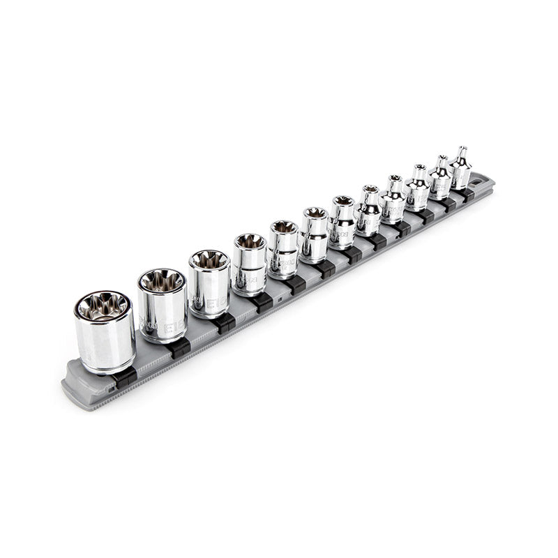 SHD91117 TEKTON - 3/8 Inch Drive External Star Socket Set With Rail 12-Piece (E4-E20)