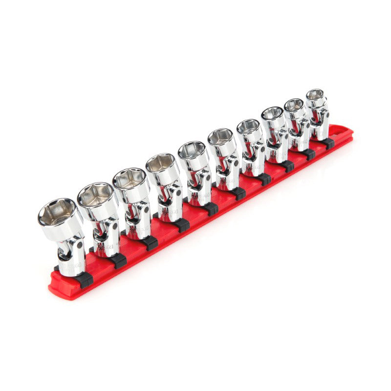 SHD91119 TEKTON - 3/8 Inch Drive 6-Point Universal Joint Socket Set With Rail 10-Piece (10-19 Mm)