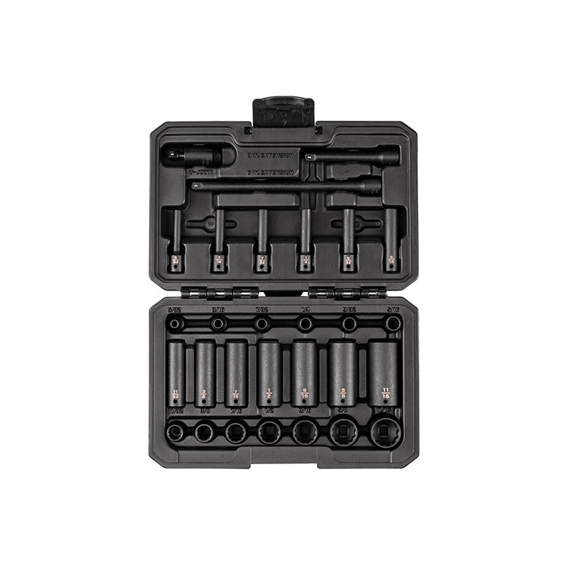 SID90404 TEKTON - 1/4 Inch Drive 12-Point Impact Socket Set With Case 29-Piece (5/32-11/16 In.)