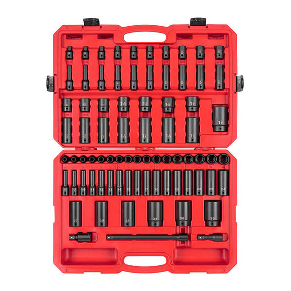 SID92408 TEKTON - 1/2 Inch Drive 12-Point Impact Socket Set With Case 78-Piece (5/16 - 1-1/2 In. 8-39 Mm)