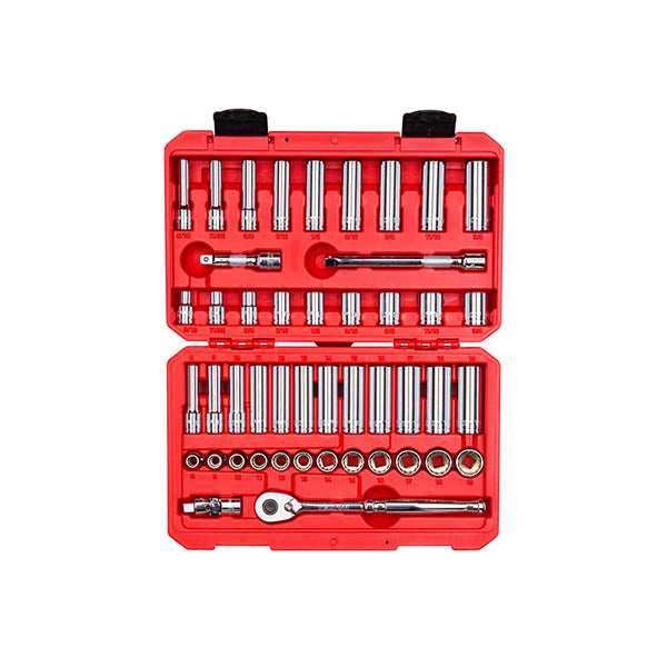 SKT15302 TEKTON - 3/8 Inch Drive 12-Point Socket And Ratchet Set With Case 46-Piece (5/16-3/4 In. 8-19 Mm)