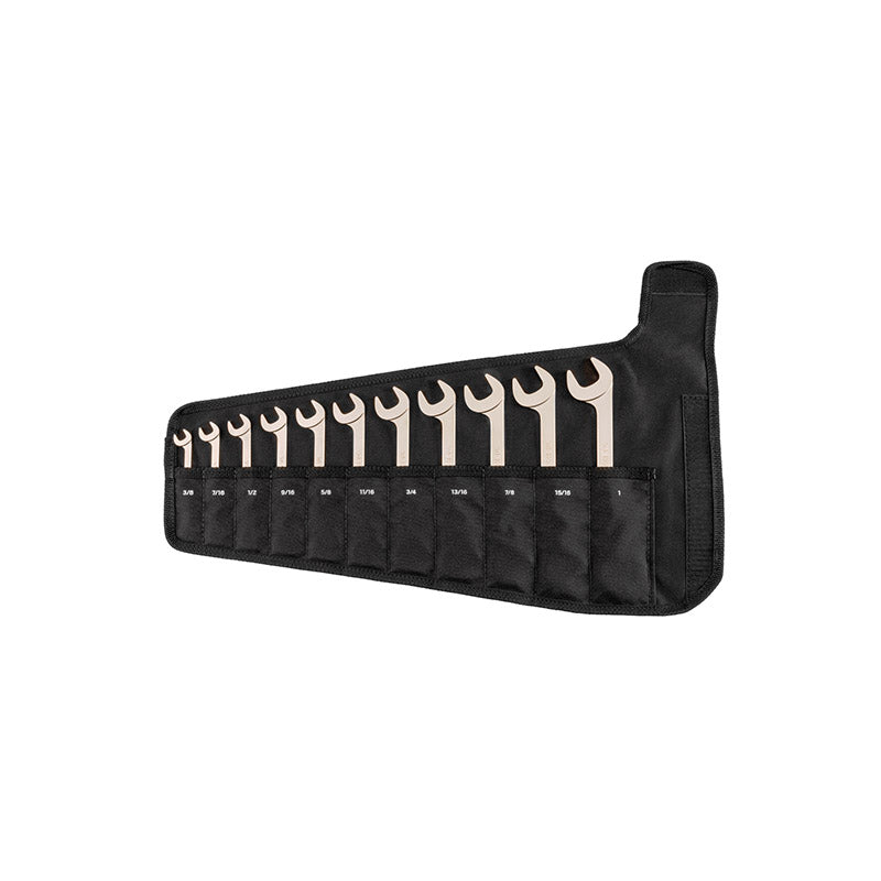 WAE91402 TEKTON - Angle Head Open End Wrench Set With Pouch 11-Piece (3/8-1 In.)