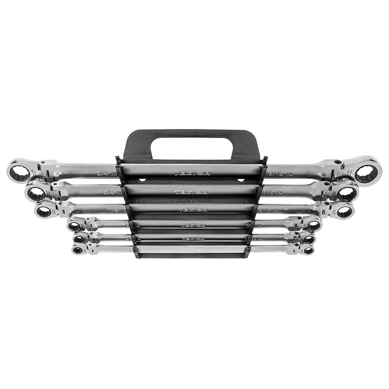 WRB96200 TEKTON - Long Flex Head 12-Point Ratcheting Box End Wrench Set With Holder 6-Piece (1/4-13/16 In.)