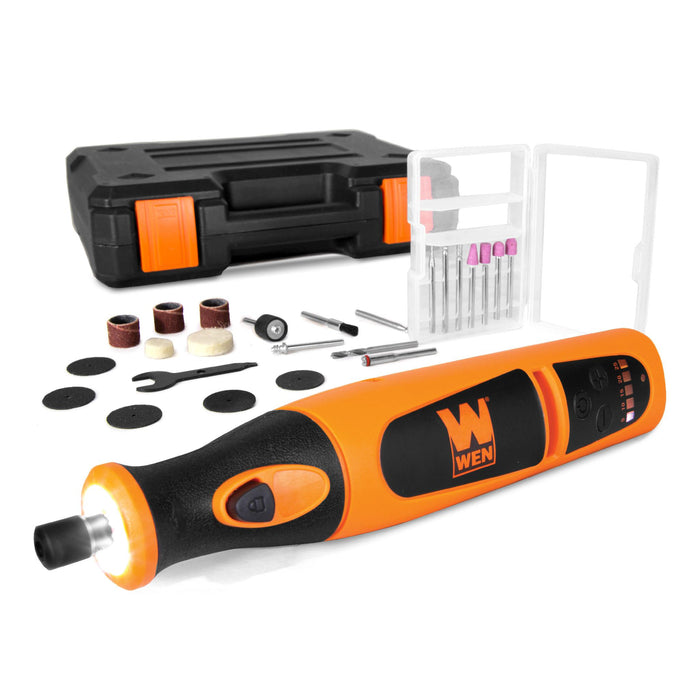 24-PIECE Wen 23072 Variable Speed Lithium-Ion Cordless Rotary Tool Kit With Accessory Set Charger And Carrying Case