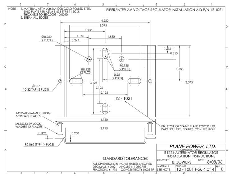 12-1021S PlanePower - Plate Adapter - New