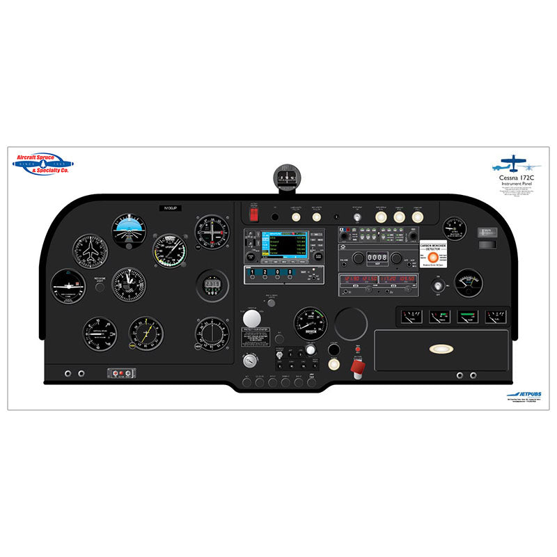 C172C JETPUBS Cessna Cockpit Poster - 18 X 36