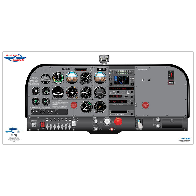 C172S JETPUBS Cessna Cockpit Poster - 18 X 36
