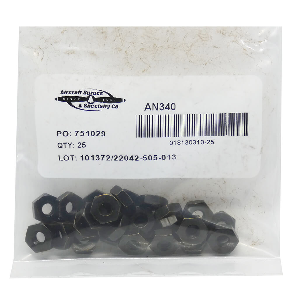 MS35649-286B Brass Nut AN340B8 (Pack Of 25)